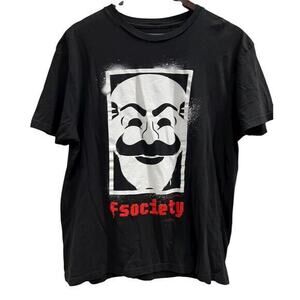 Mr. Robot FSociety The Illuminati creepy face black tee sz XL